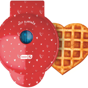 DASH Mini Maker for Individual Waffles, Hash Browns, Keto Chaffles with Easy to Clean, Non-Stick Surfaces, 4 Inch, Red Love Heart